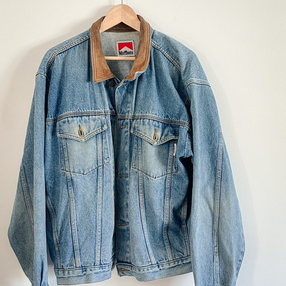 Marlboro Blue Denim Jacket with Brown Collar - Picture 2 of 8